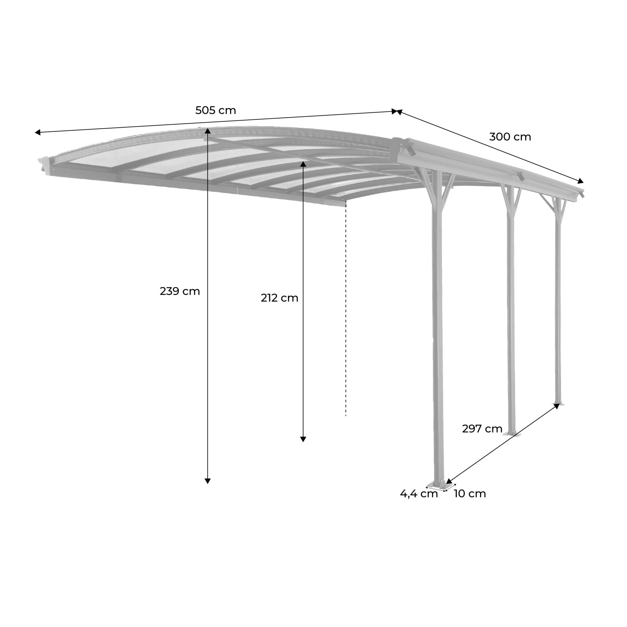Extension de carport de 15m² en aluminium anthracite et polycarbonate - Extension Le Mans 5x3m - abri de voiture