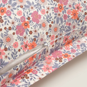 Funda cojín algodón sostenible flores Onflo color azul 100% Algodón percal