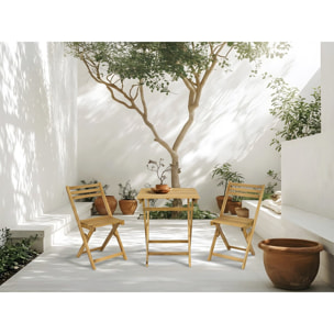 Ensemble table et chaises de jardin "Aldo" en bois - 2 places - Marron