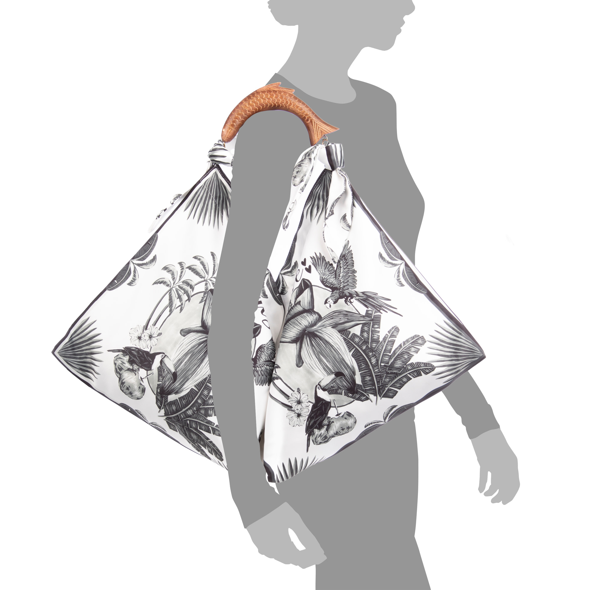 Berchidda Bolso de hombro Mujer. Fabricado en tejido suave, tintes naturales con asa de madera.