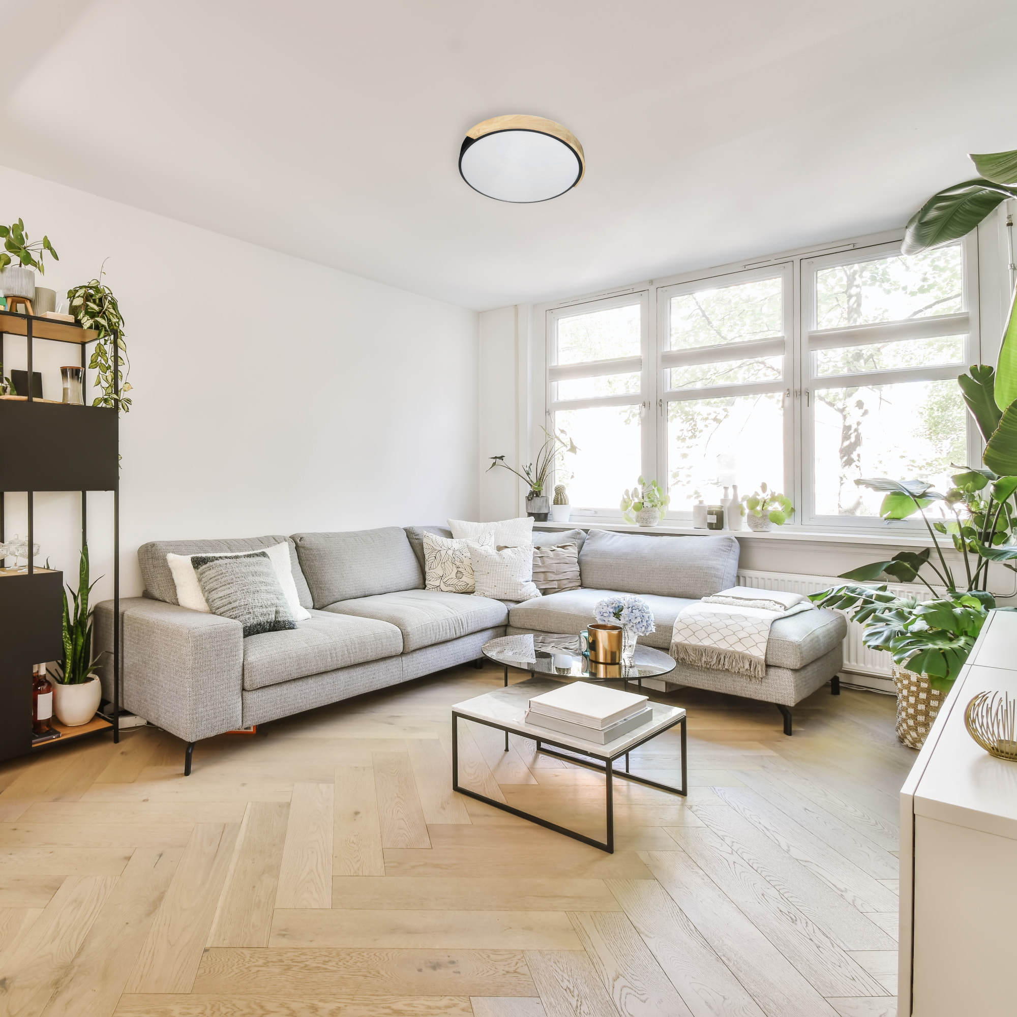 FORLIGHT Plafón de techo Pinta de Aluminio y Madera IP20 19W LED 4000K 40cm