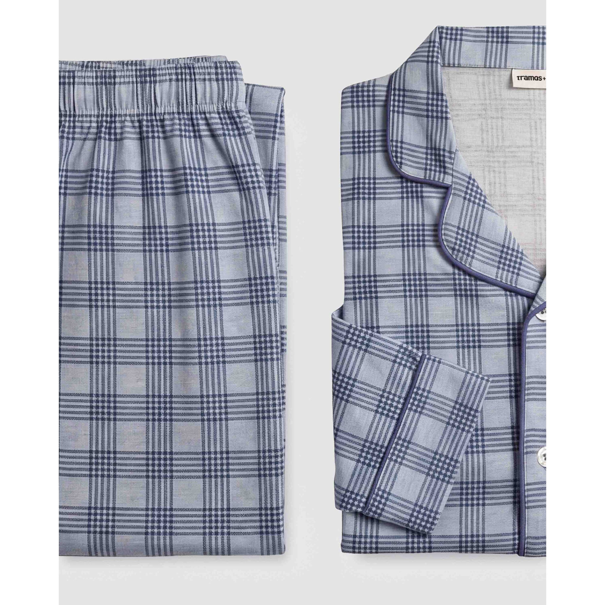 Pijama largo camisero algodón cuadro seren índigo
