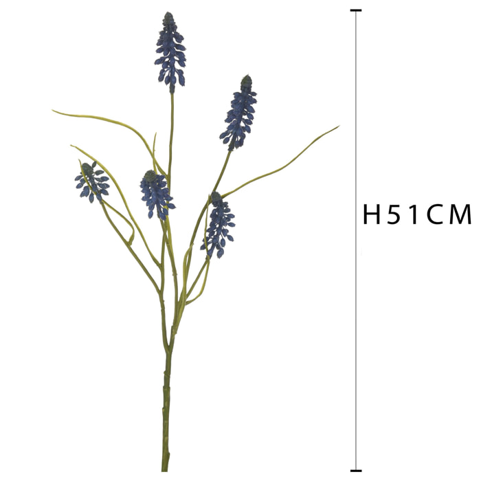 Ramo Di Muscari. Altezza 51 Cm - Pezzi 12 - 6X51X7cm - Colore: Blu - Bianchi Dino - Fiori Artificiali