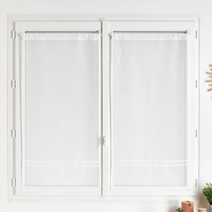 Paire voilages blanc frise dentelle élégante - Blanc