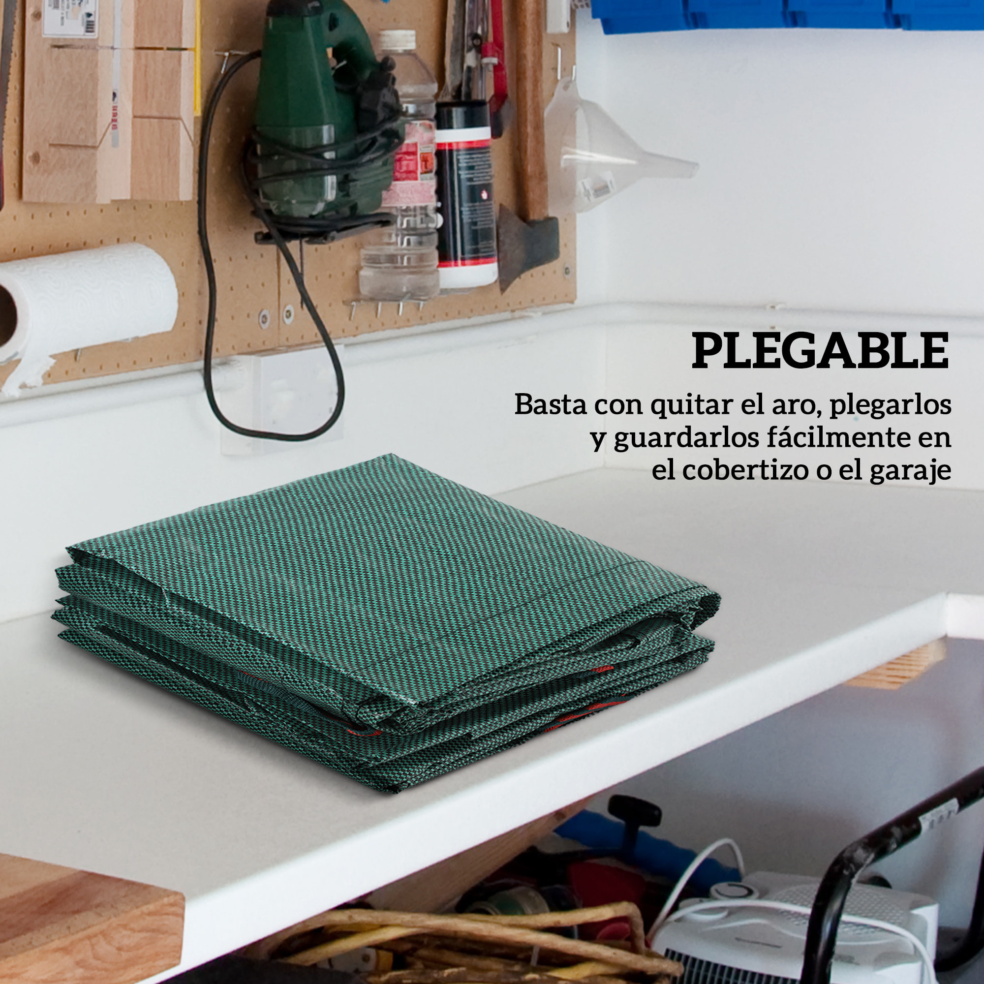 Set de 3 Bolsas de Basura de Jardín 272L Bolsas para Residuos Resistentes con Asas Reforzadas y Aros Flexibles Plegables y Reutilizables