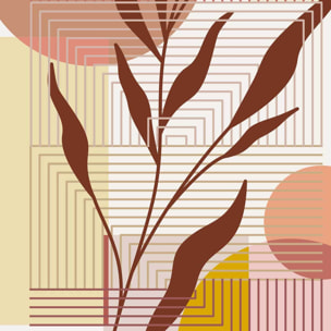 Affiche encadrée végétale géométrique tons terre Affiche + cadre en métal - Noir