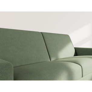 Julia - canapé lit 3 places convertible express couchage quotidien 140 cm matelas 14 cm en tissu - Vert
