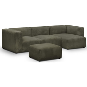 Canapé d'angle à droite modulable 4 places en velours côtelé + pouf - MODULO