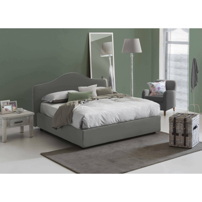 Letto matrimoniale Isotta, Letto contenitore con rivestimento in tessuto, 100% Made in Italy, Apertura frontale, adatto per materasso Cm 160x200, Grigio