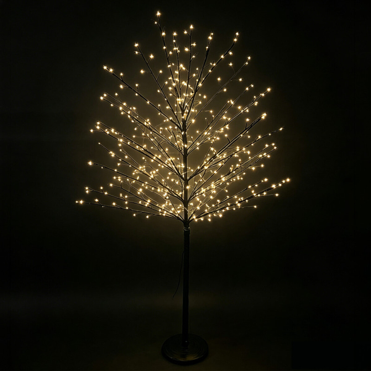 Albero luminoso decorativo con chioma ramificata e LED bianco caldo - Nero