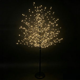 Albero luminoso decorativo con chioma ramificata e LED bianco caldo - Nero