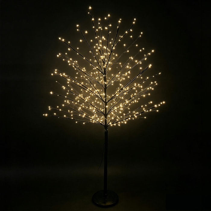 Albero luminoso decorativo con chioma ramificata e LED bianco caldo - Nero