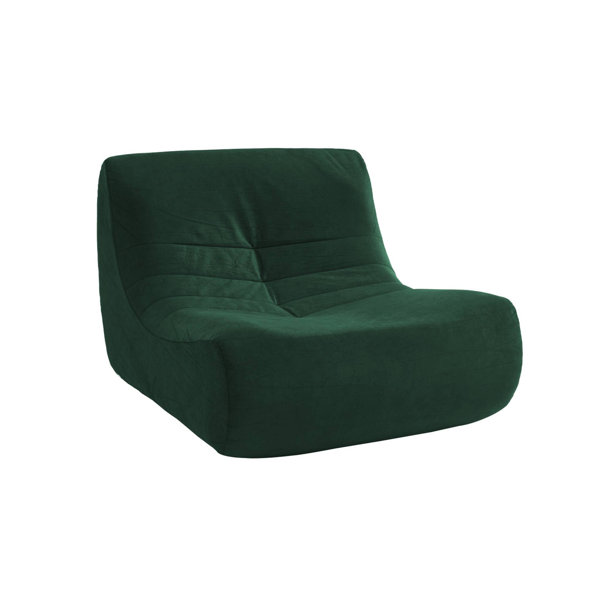 Fauteuil chauffeuse en velours style contemporain 3 places vert