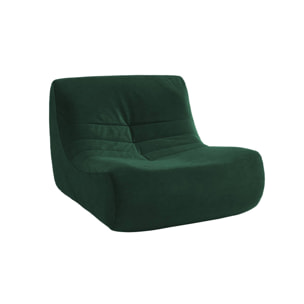Fauteuil chauffeuse en velours style contemporain 3 places vert