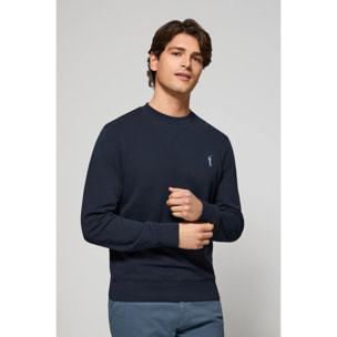 Sudadera azul marino relax de cuello redondo con logo Rigby engomado