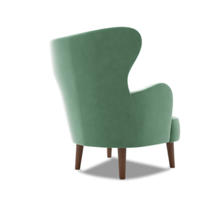 Jaudy - fauteuil - en velours - pieds en bois - Vert