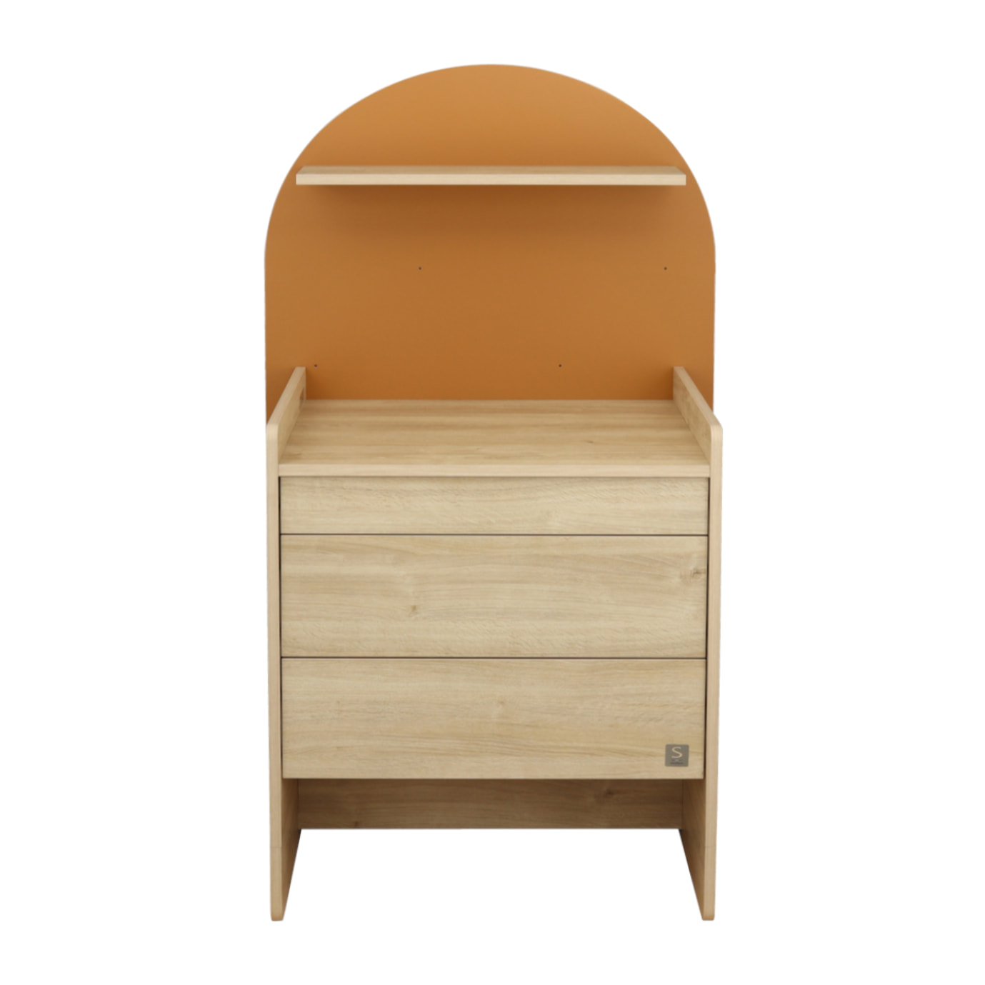 Commode à langer évolutive en bureau - décor bois chêne sépia forme arche