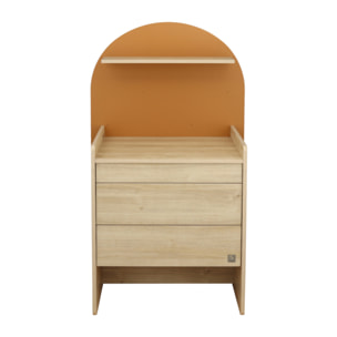 Commode à langer évolutive en bureau - décor bois chêne sépia forme arche