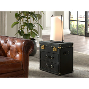 Baúl Angel Cerdá con estructura de madera MDF tapizada en piel de origen vacuno en negro 55x50x62cm