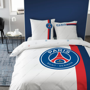 Parure de lit imprimée 100% coton, PSG RETRO WHITE