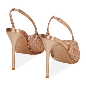 Décolleté slingback rosa oro in rete