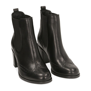 Ankle boots neri in pelle, tacco 7,50 cm