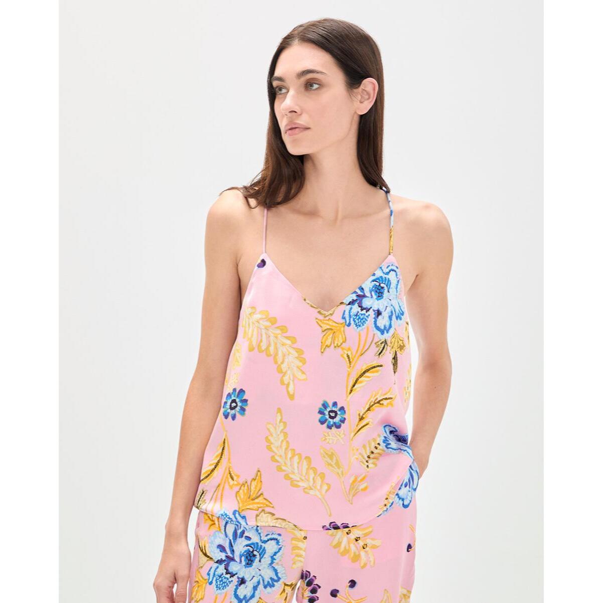 Top in pizzo satinato stampato