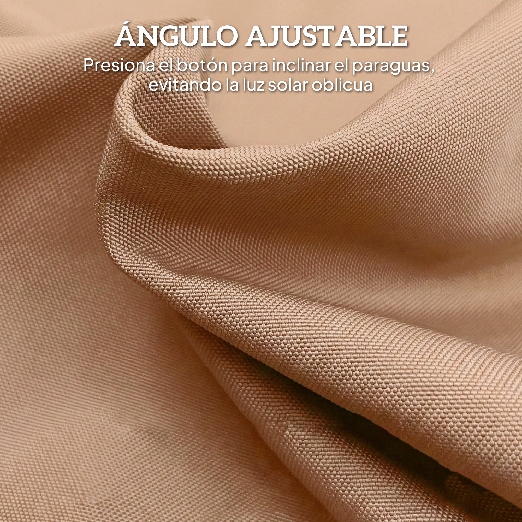 Sombrilla Terraza Exterior, Ø266x238 cm, Sombrilla de Jardín con Ángulo Ajustable 30°, Manivela, Flecos y Ventilación, Impermeable, Parasol para Terraza, Playa, Patio, Balcón, Caqui