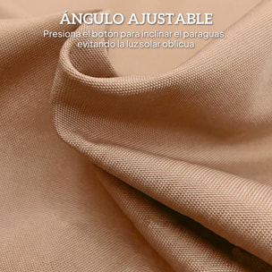 Sombrilla Terraza Exterior, Ø266x238 cm, Sombrilla de Jardín con Ángulo Ajustable 30°, Manivela, Flecos y Ventilación, Impermeable, Parasol para Terraza, Playa, Patio, Balcón, Caqui