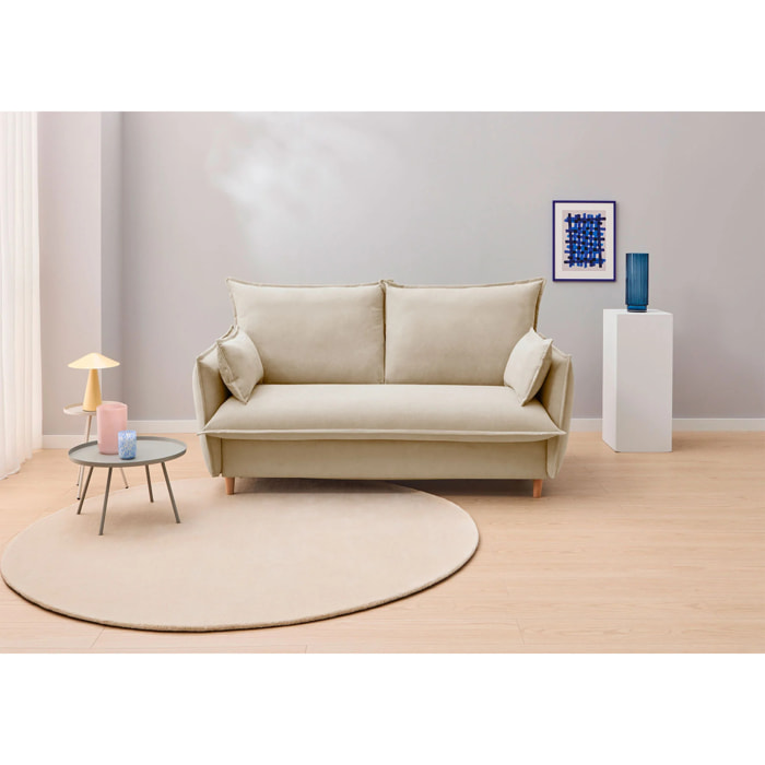 Sofá Cama Viscoelástico - Apertura Estilo Italiano - Colchón Matrimonio - Tejido Anti-Manchas - 2 Cojines Función Almohada incluídos - Múltiples colores - 5 Años de Garantía
