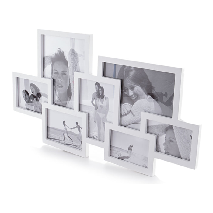 Cadre photo Tomasucci MURO COLLAGE 7F, en MDF, blanc, 74 × 2 × 41 cm