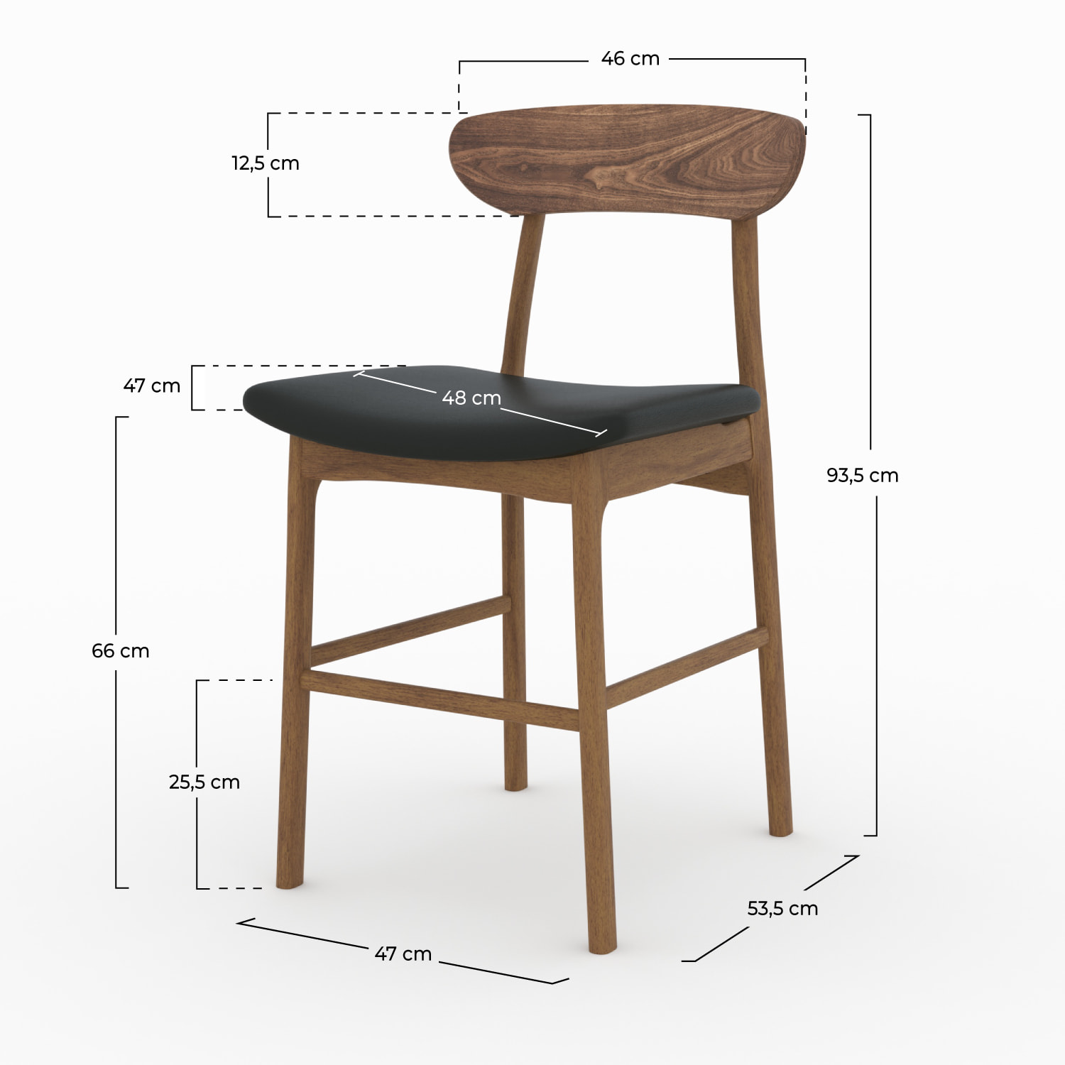 Lot de 2 chaises pour îlot central en cuir synthétique noir 66 cm - Lana