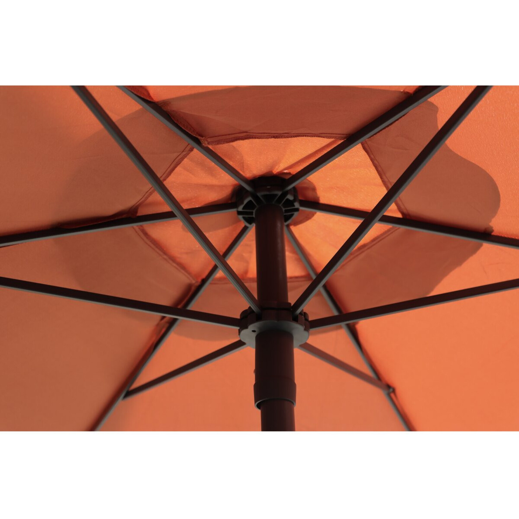 Table et chaises de jardin avec parasol en métal "Convivia" - 4 places - Terracotta