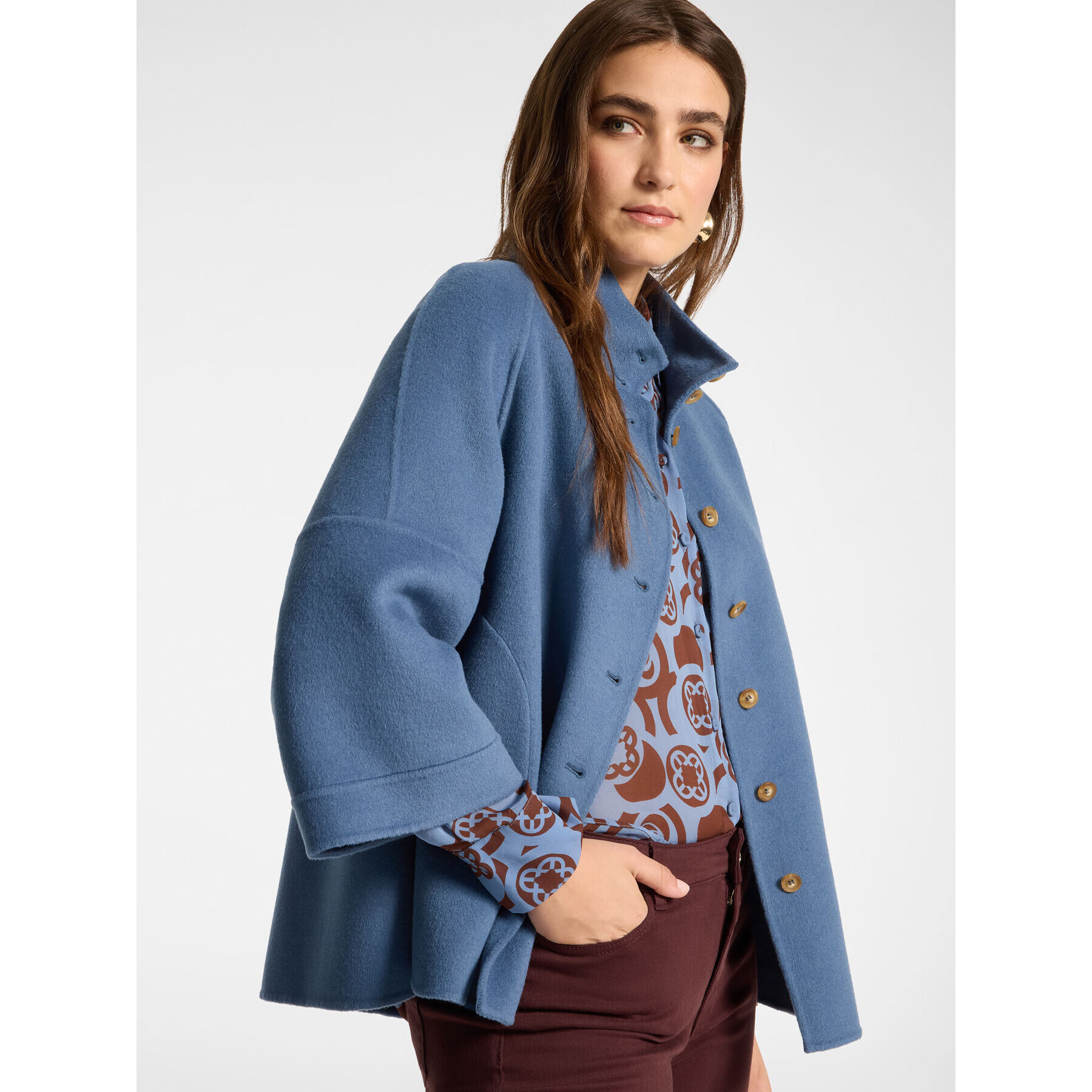 Elena Mirò - Caban in double misto lana - Blu