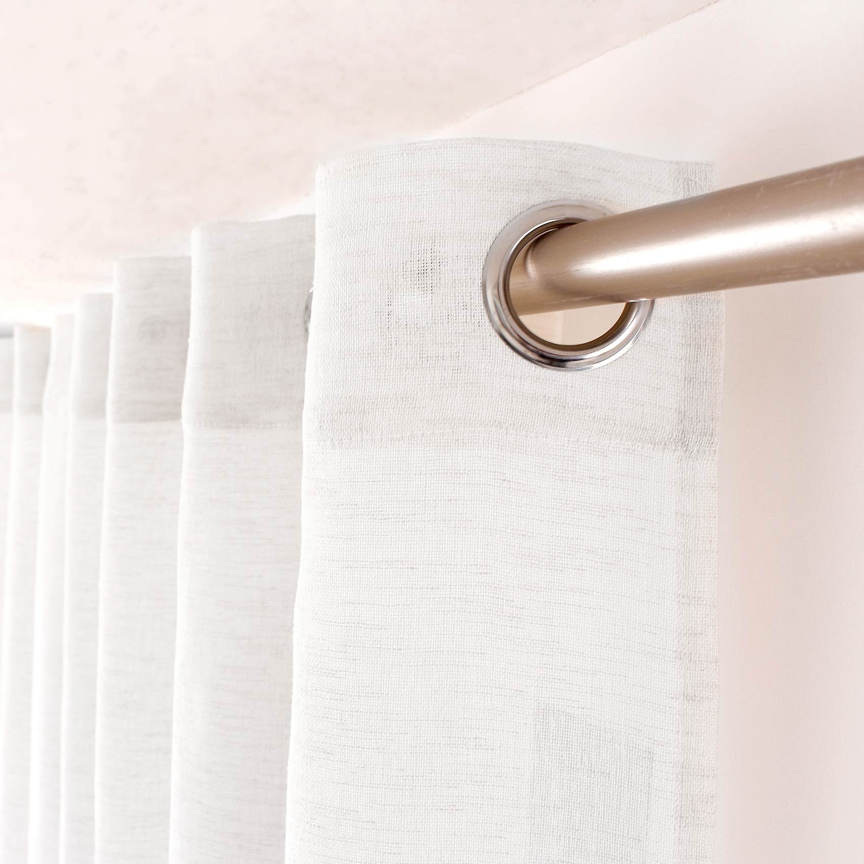 Voilage aspect lin grande largeur Oeko-tex. - Blanc
