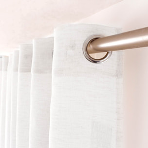 Voilage aspect lin grande largeur Oeko-tex. - Blanc