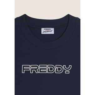 T-shirt Cropped in Jersey di Cotone con Logo FREDDY