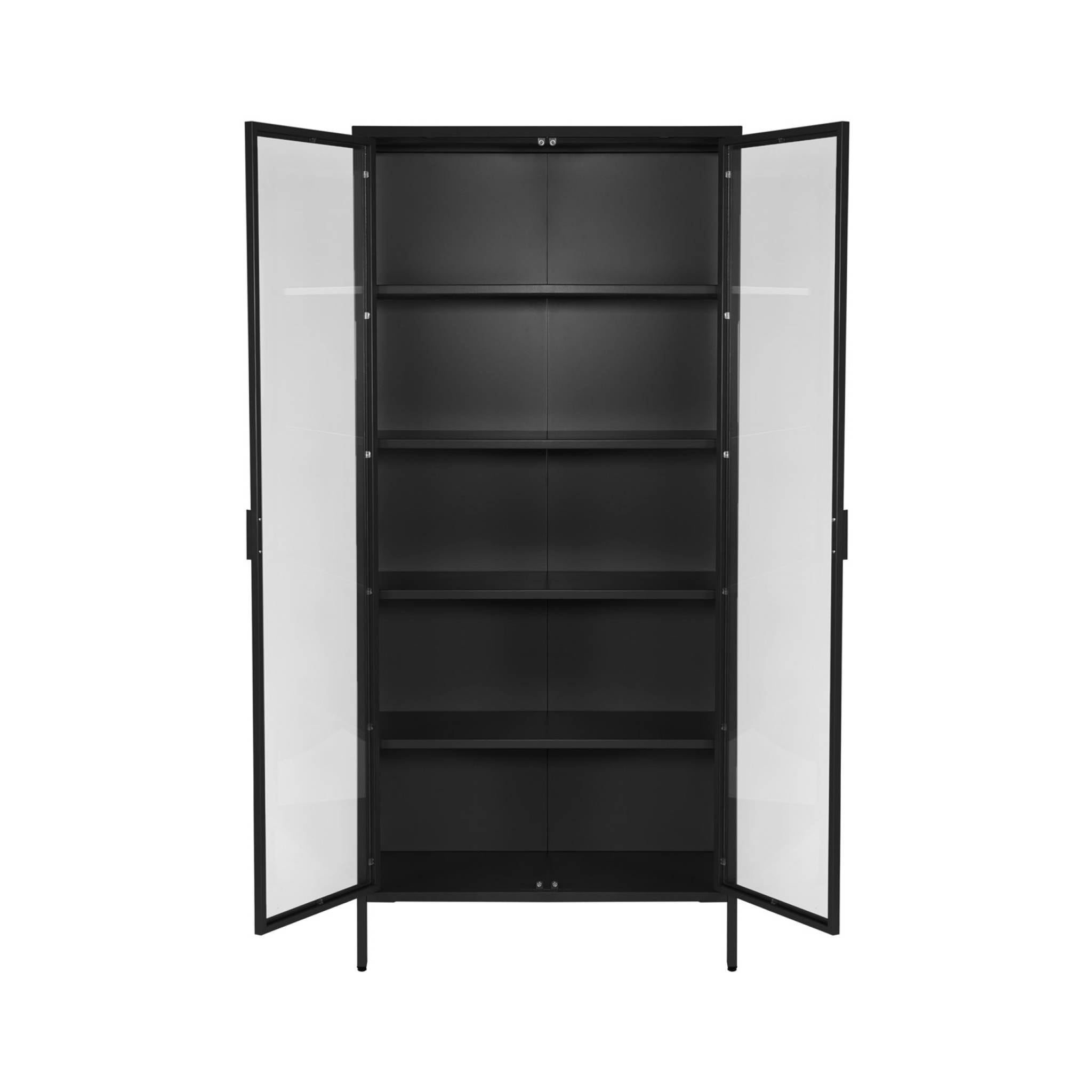 Buffet. vaisselier acier et verre trempé 2 portes 180cm noir - Arkansas