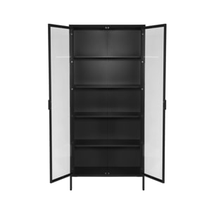 Buffet. vaisselier acier et verre trempé 2 portes 180cm noir - Arkansas