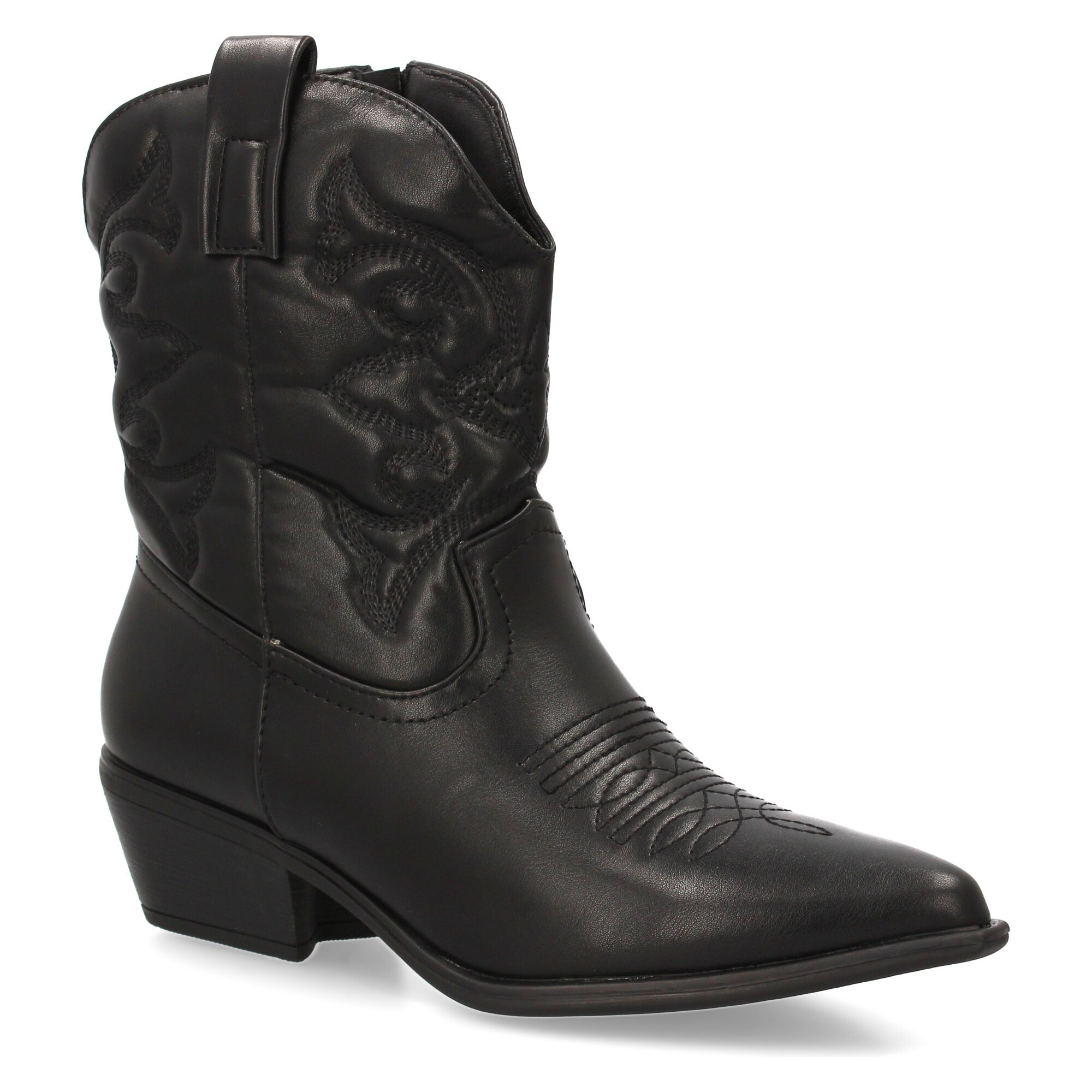 Botín cowboy con grabados en la caña