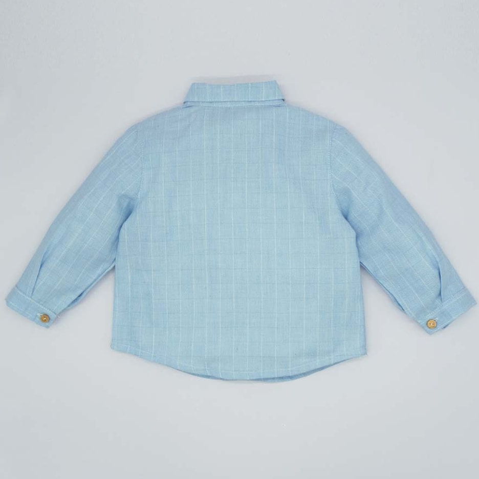 Camisa cuello camisero raya espiga azul