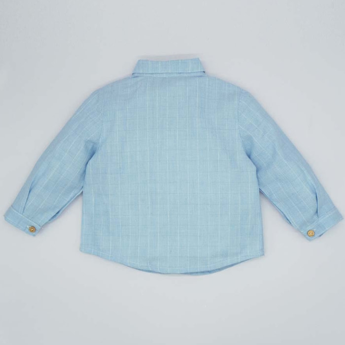 Camisa cuello camisero raya espiga azul