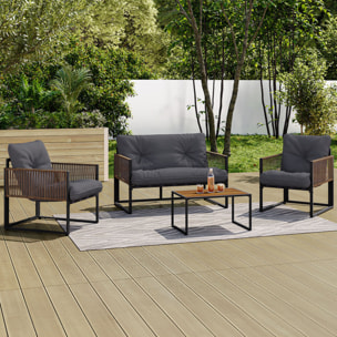 Salon de jardin Ozéa 4 places gris et cordage