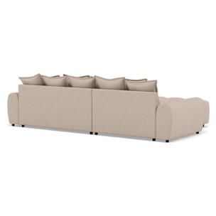 Adelaide - canapé d'angle réversible 4 places avec pouf d'appoint en tissu texturé - Beige
