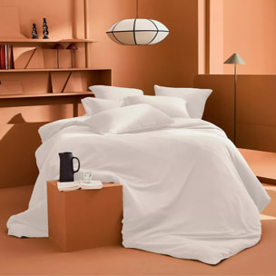 Housse de couette gaze de coton lavé uni blanc Malia neige