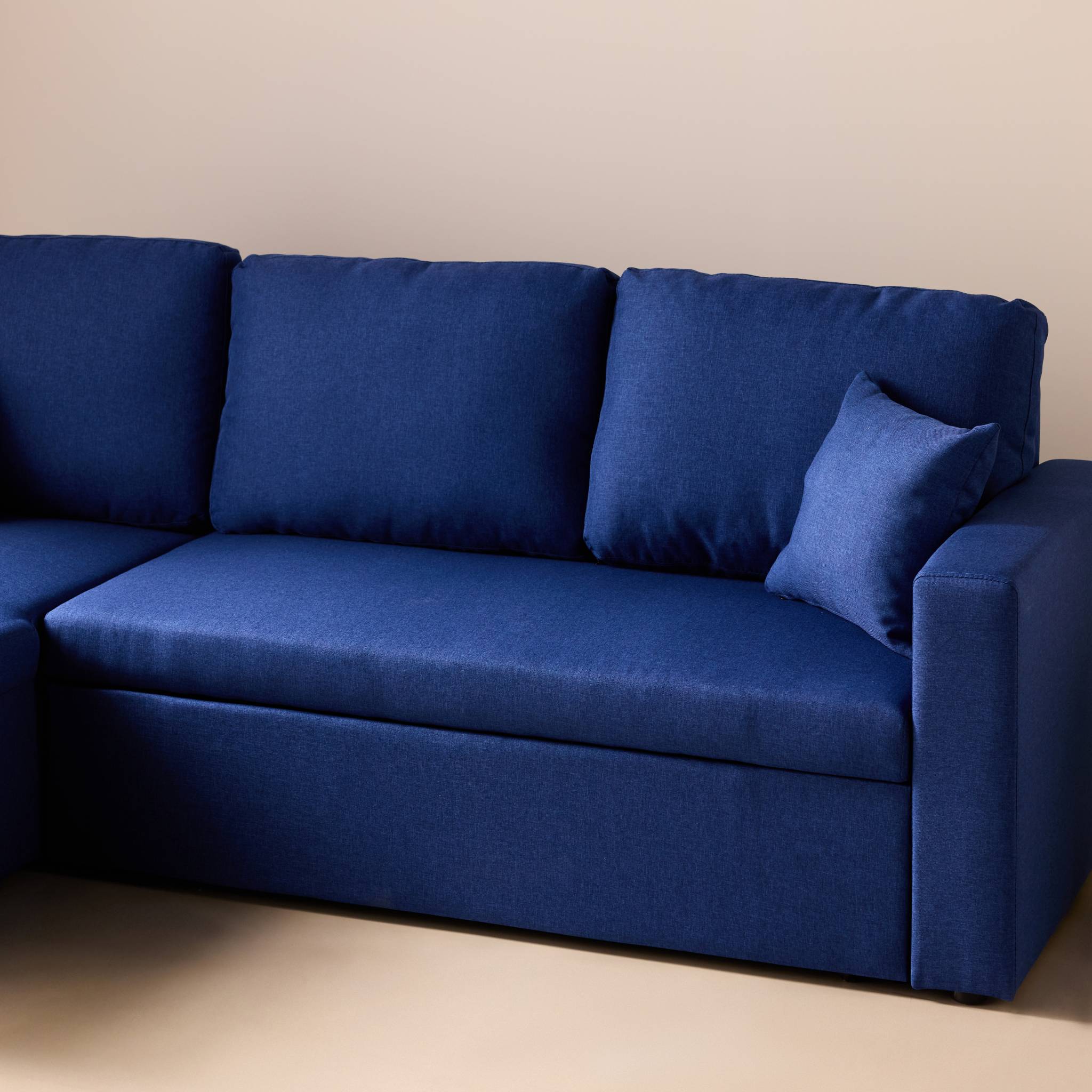 Canapé d'angle convertible réversible 3 places tissu avec coffre IDA