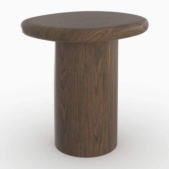 Table d'appoint en placage noyer, D48,5 cm - Nubia