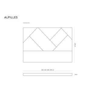 Tête de lit "Alpilles" 180x120cm en velours pétrole