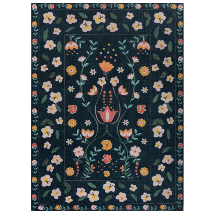 Tapis NORDIC FLORAL Bleu