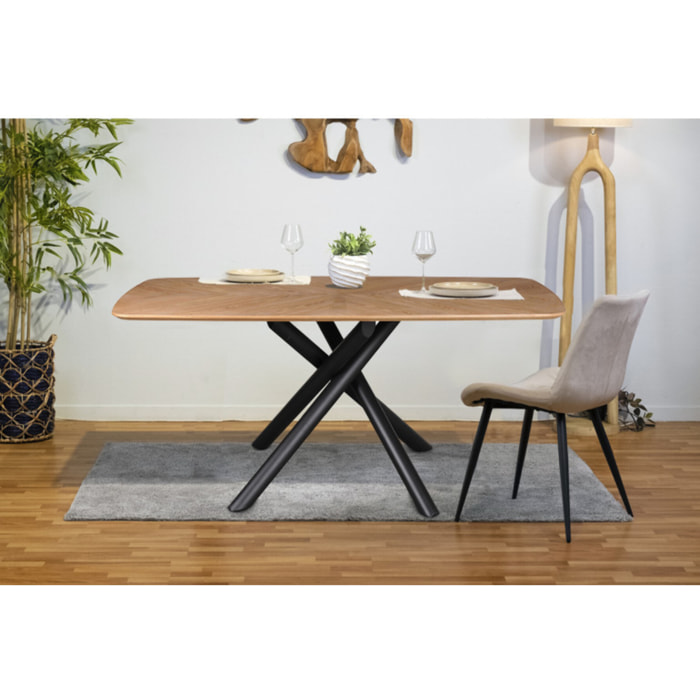 Table L. 200 cm en bois de frêne stratifié et pieds en métal - AGOSTA